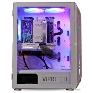 ViprTech Ghost 2.0 Gaming PC - AMD Ryzen 5 5600G (12-LCore 4.4Ghz), RTX 3060 12GB, 32GB DDR4 3200, 1TB NVMe SSD, 600W Gold PSU, VR-Ready, Streaming, RGB, Win 11, Warranty, White Desktop Computer