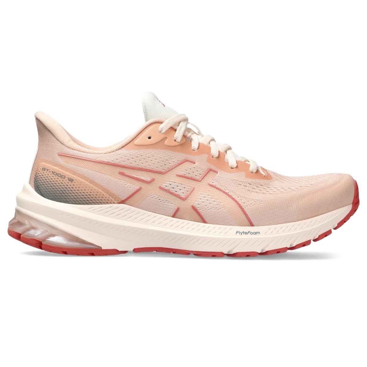 ASICS Women's GT-1000 12 Shoes, 7.5, Pale Apricot/Light Garnet