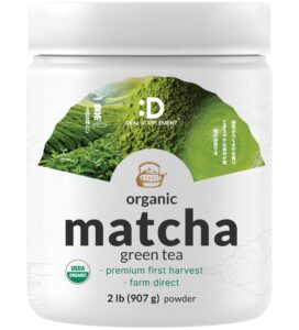 organic matcha green tea powder, 2lbs (907g) | zero sugar, first harvest | culinary grade, cafe mix, keto friendly, genuine japanese source, non-gmo, vegetarian