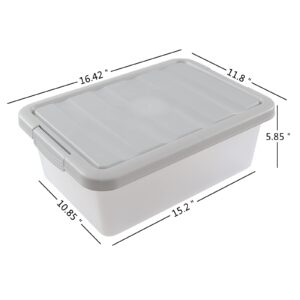 Yesdate Clear Storage Bin with Lid, Plastic Stackable Container Organizer, Medium-14 Quart, Grey, 2 Pack