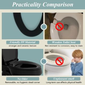 Toilet Seat Elongated, Quick-Release Hinges, Slow-Close, Easy to Clean, Heavy Duty, 6 Anti-Slip Devices Never Loosen, Environmentally Friendly Materials, Black 18.5"