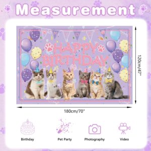 Cat Party Decoration Supplies - Cat Happy Birthday Backdrop Kitten Photography Background, for Cat Lover, Children Kids Cat Theme Birthday Decorations