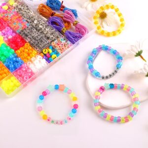 DULEFUN Glow Beads Bracelet Making Kit, Glow in The Dark Pony Beads Letter Beads Heart Beads for Bracelets Jewelry Making Luminous Plastic Glow Beads DIY Craft Gifts for Girls Kids Adults