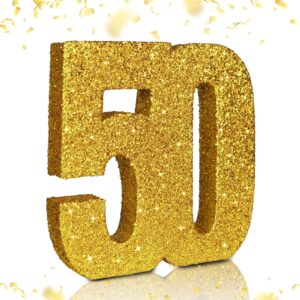 eploger 50th birthday decorations for men and women,50th anniversary decorations,gold glitter 50th birthday centerpieces for table decorations,50th table topper decor