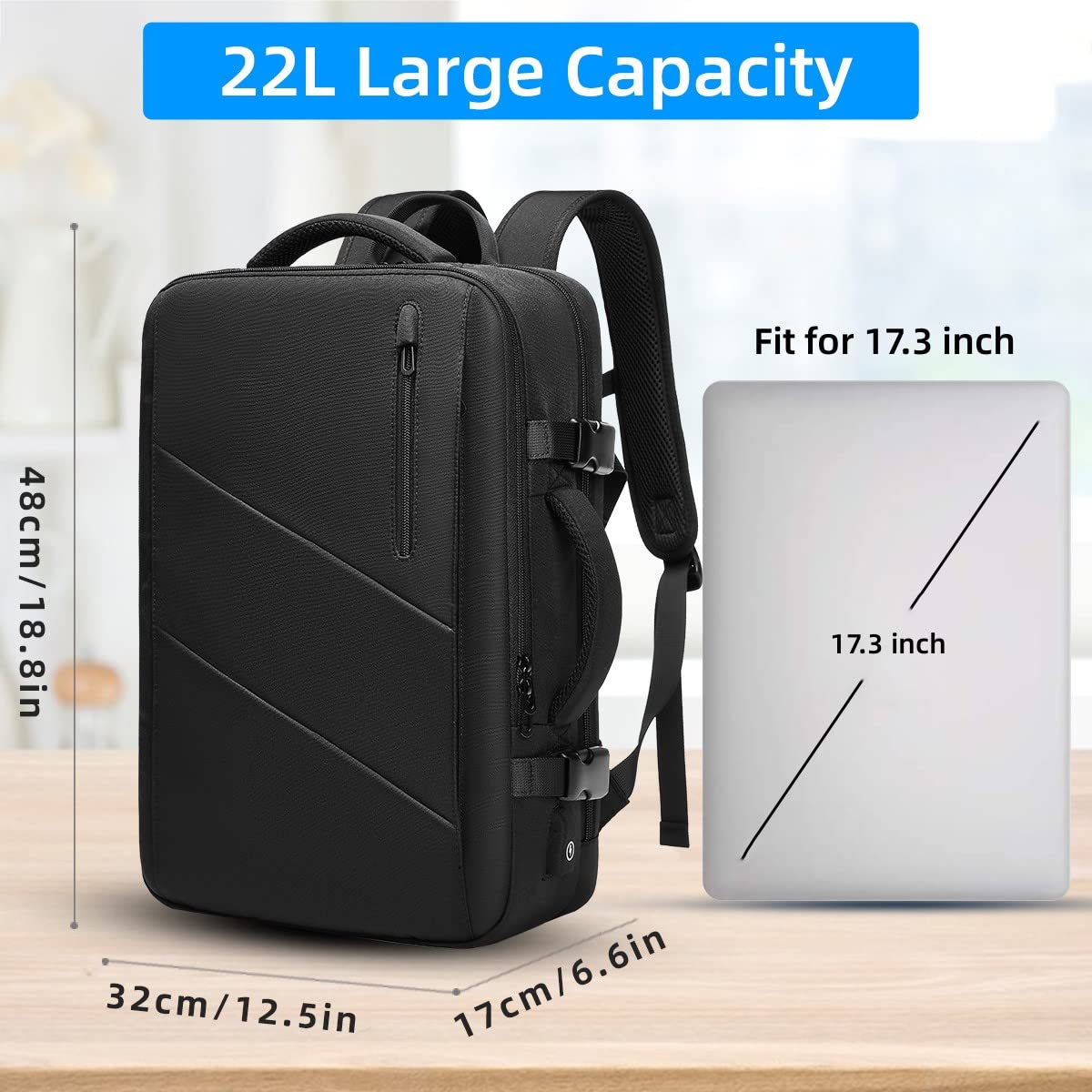 GYakeog Laptop Backpack 17.3 inch Backpack for Men Backpack with Laptop Compartment Business Backpack with USB Charging Port Computer Backpack Waterproof for Travel Work Daily