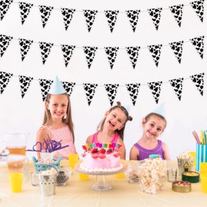 52.5 Ft Cow Print Pennant Bannars, Reusable Cow Pennant Bannar for Farm Theme Party, Uniquely Designed Cow Print Birthday Party Supplies, Cute Cow Pennant Flags for Party Decorations