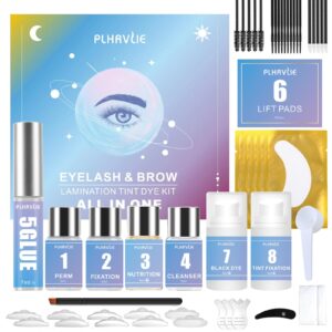 brow lamination and tint kit, 4 in 1 lash lift and tint kit, professional eyebrow & eyelash perm kit with black dye, fuller & thicker brows long-lasting for 6-8 weeks, suitable for salon & home use