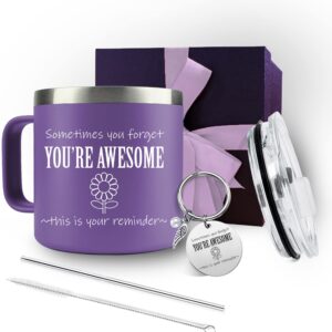 chickor best friend birthday gifts for women - purple gifts mug/tumbler 14 oz sometimes you forget you're awesome - funny idea,thank you, teacher, mom, her, female, coworker, who have everything