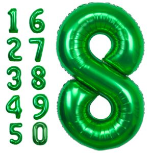 40 inch giant green number 8 balloon, helium mylar foil number balloons for birthday party, 8th birthday decorations for kids, anniversary party decorations supplies (green number 8)