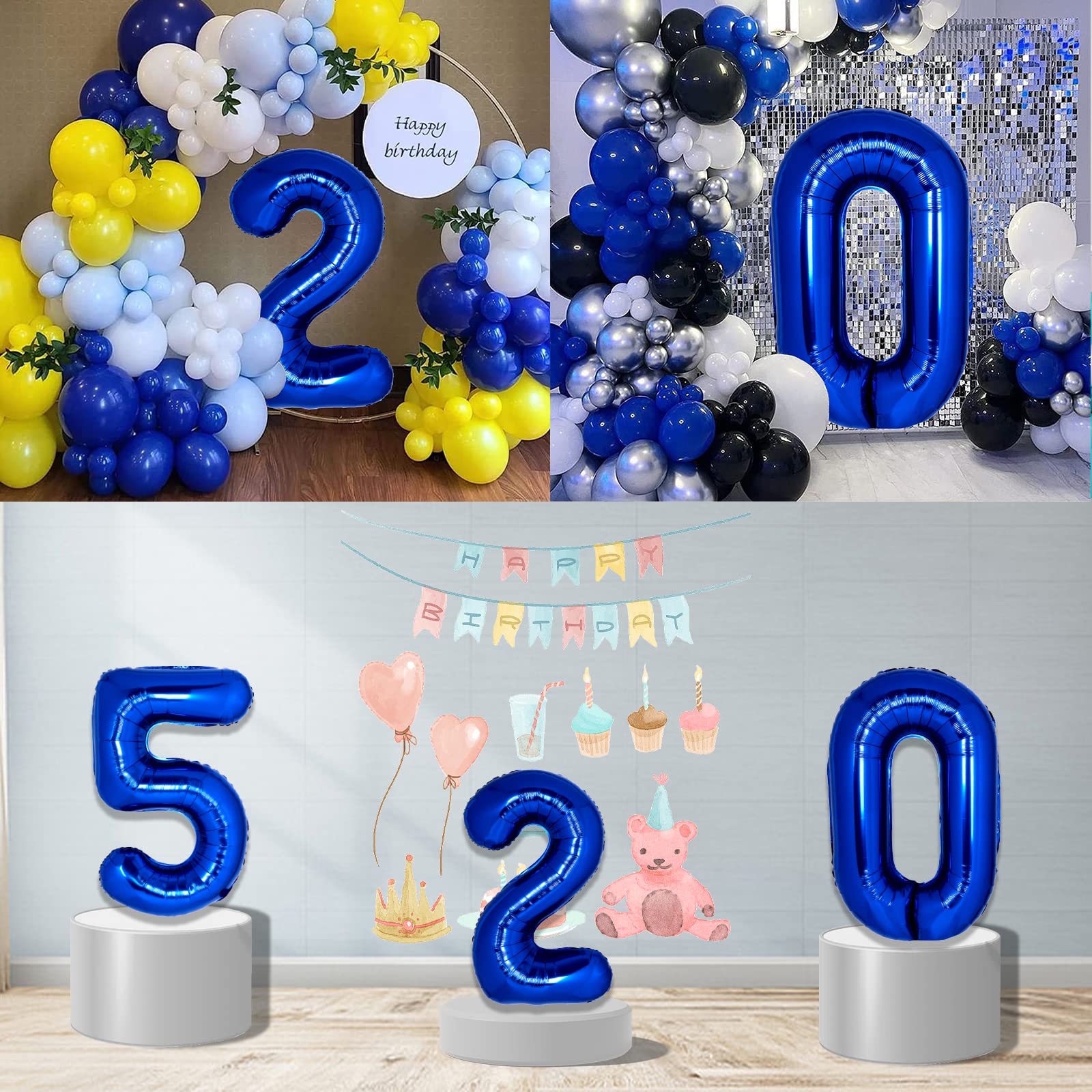 40 Inch Giant Navy Blue Number 4 Balloon, Helium Mylar Foil Number Balloons for Birthday Party, 4th Birthday Decorations for Kids, Anniversary Party Decorations Supplies (Navy Blue Number 4)