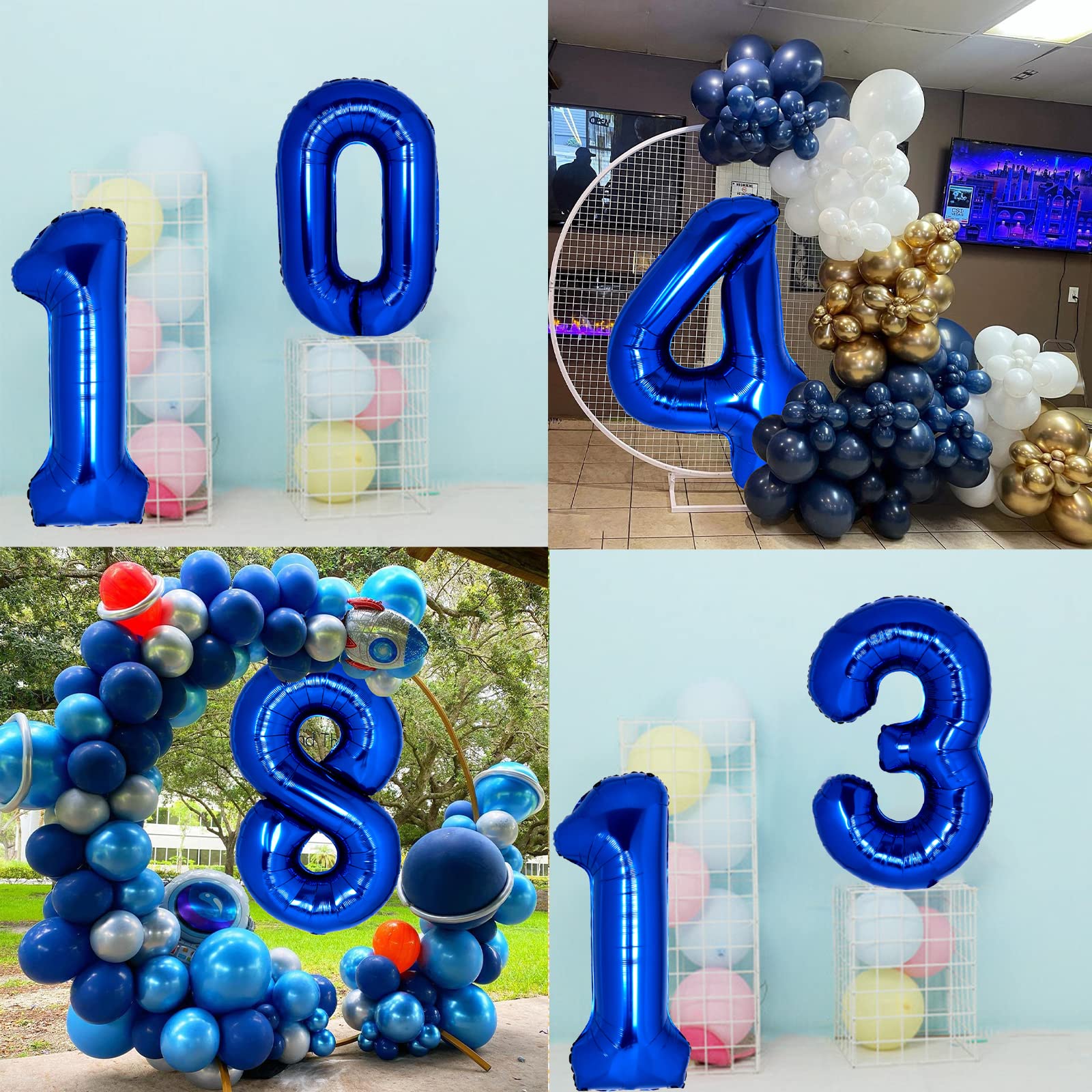 40 Inch Giant Navy Blue Number 4 Balloon, Helium Mylar Foil Number Balloons for Birthday Party, 4th Birthday Decorations for Kids, Anniversary Party Decorations Supplies (Navy Blue Number 4)