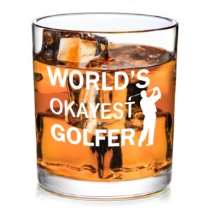 futtumy golf gifts for men, world’s okayest golfer whiskey glass for fathers day christmas birthday retirement, golf gifts for golfers men dad grandpa uncle husband golf lover, 10oz funny golf gifts