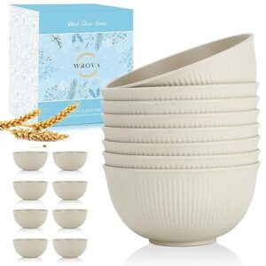 wrova wheat straw bowl sets of 8,unbreakable cereal bowl 26 oz,microwave and dishwasher safe bowls,kids bowl suitable for cereal,salad,snack and soup. winter-snow series