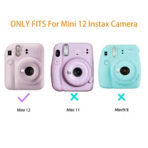Ngaantyun Mini 12 Clear Case Bundle Kit for Fujifilm Instax Mini 12 Instant Camera Case with Film Pocket Pictures Holder, Stickers Skin Decal, Adjustable Shoulder Strap Accessories