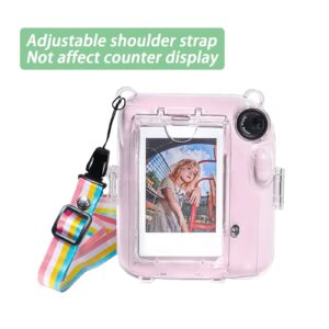 Ngaantyun Mini 12 Clear Case Bundle Kit for Fujifilm Instax Mini 12 Instant Camera Case with Film Pocket Pictures Holder, Stickers Skin Decal, Adjustable Shoulder Strap Accessories