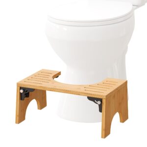 FILWH 6.7 Inches Folding Toilet Stool for Bathroom Squatting Toilet Stool Collapsible Poop Stool Bamboo Anti-Slip Toilet Stool Foldable Toilet Potty Step Stool for Adult Portable Sturdy