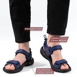 EZEREELL Men's Hiking Sandals, Comfortable Sport Walking Sandals Navy Blue 7