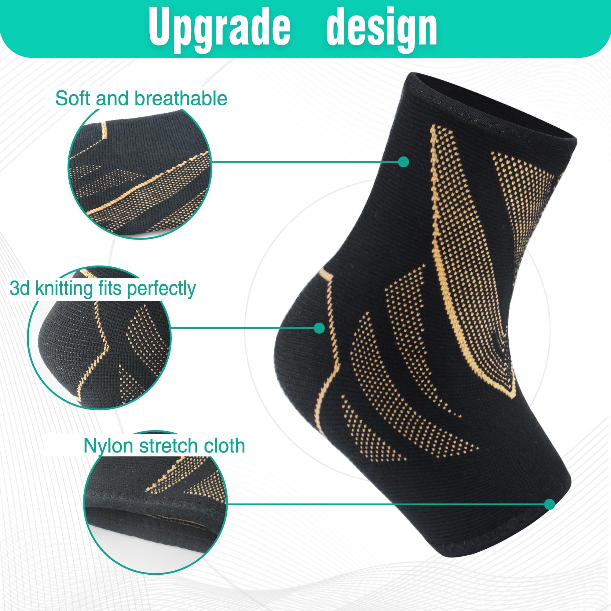 CYCLXY 2 Pairs Ankle Brace for Women & Men,Ankle Compression Sleeve,Ankle Support Brace for Women & Men,foot support brace for pain,plantar fasciitis compression socks for women & Men