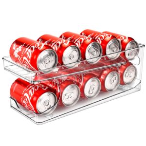 BingoHive Rolling Soda Can Organizer for Refrigerator Can Dispenser for Beer Soda Seltzer Pop Can Soda Organizer for 10 Standard Size 11.15oz or 12oz Cans Holder Storage Pantry Organization