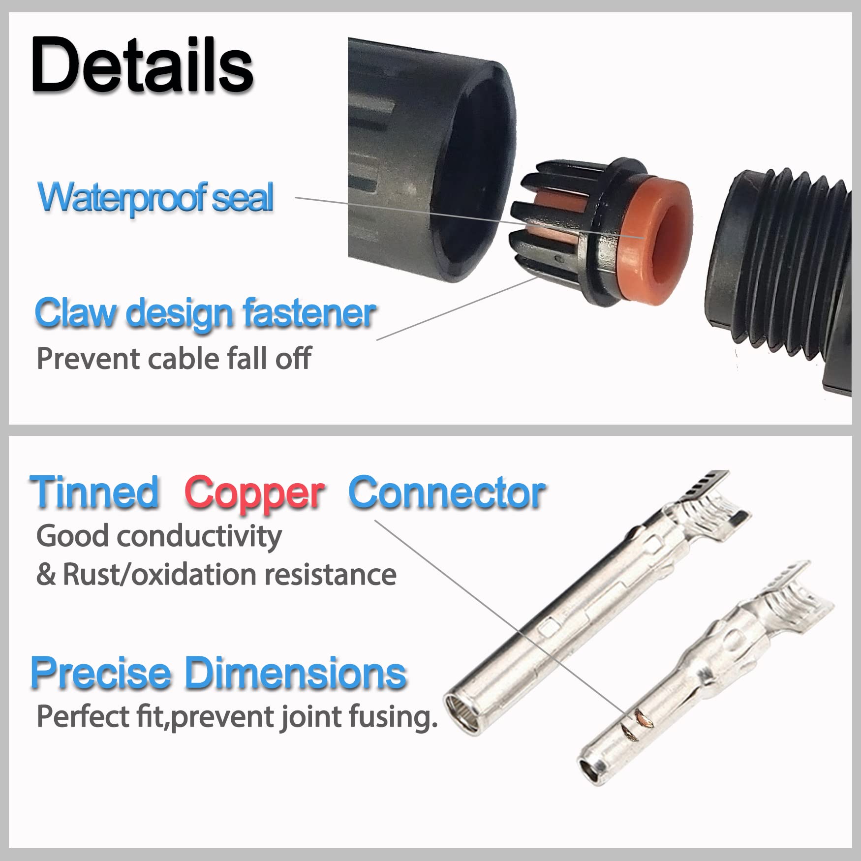 AAKL Solar Extension Cable Y Branch Solar PV Connector Parallel Adapter Cable Wire Plug Tool Kit Female Male for Home Rooftop RV Solar PV Panel Extend (1 Pair F/MMMM & M/FFFF)