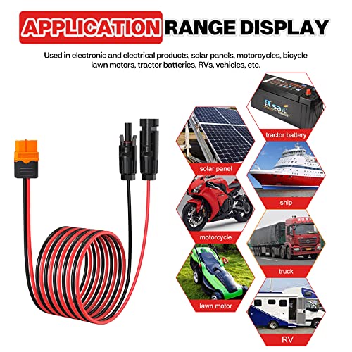 Solar Connector XT60 Extension Cable: 10 Ft Solar Panel to XT60 Adapter Cable, Solar Generator 12AWG, Solar Panels Cable Connector XT60 Connectors, for Portable Power Station,Solar Generator