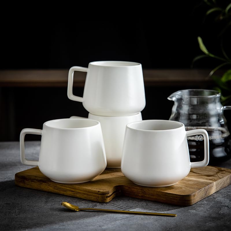 White Classic simple modern mugs Solid Matte Coffee cups matte white capacity 12 oz durable Set of 4