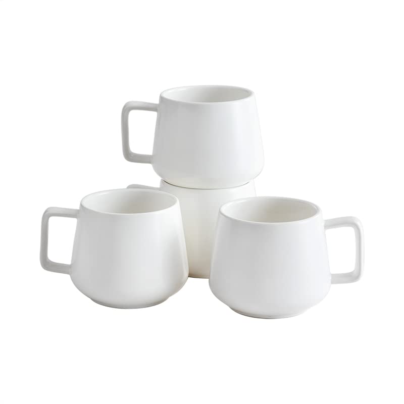 White Classic simple modern mugs Solid Matte Coffee cups matte white capacity 12 oz durable Set of 4