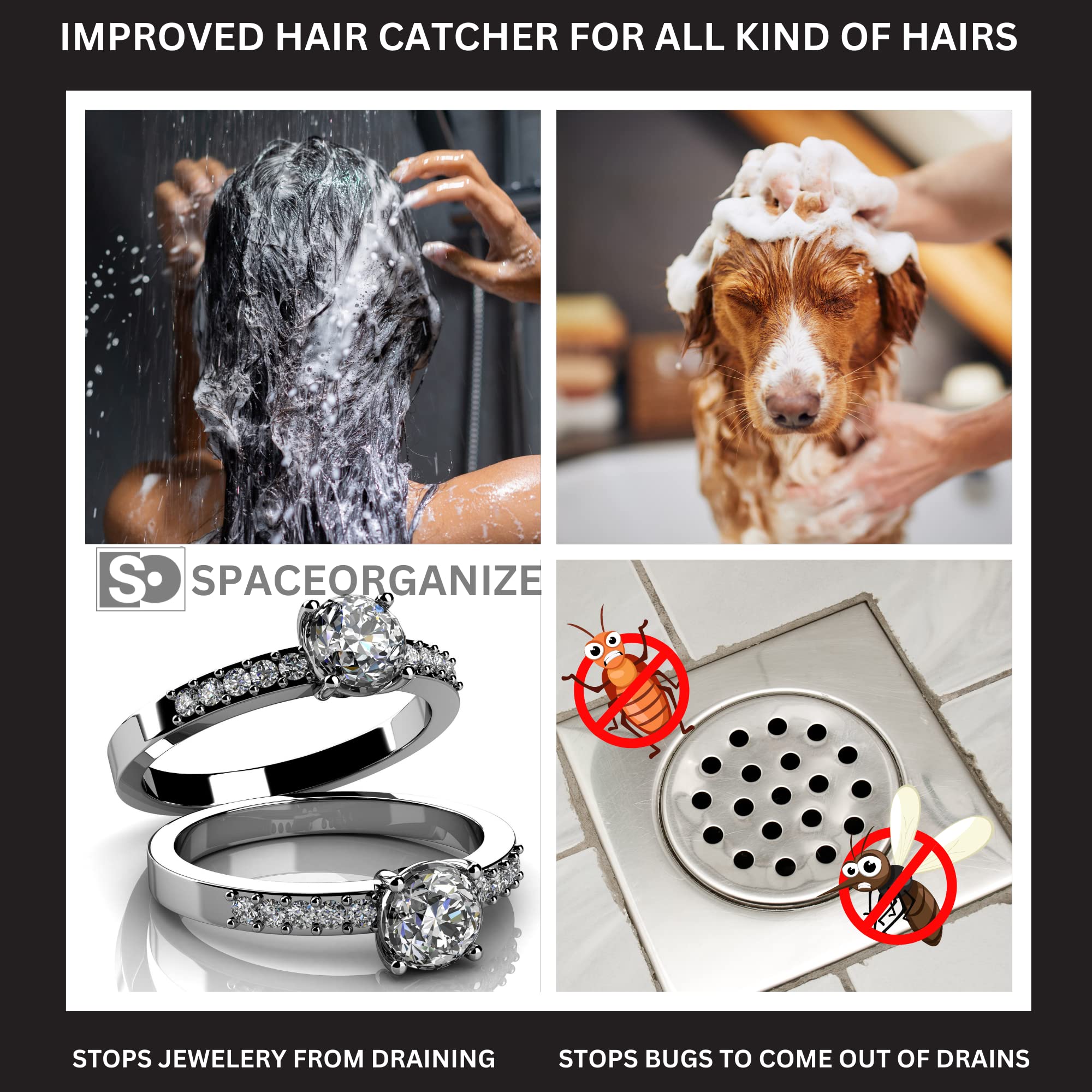 30 Pack, Disposable Shower Drain Hair Catcher Mesh Stickers, Disposable Hair Catchers for Shower Drain, Bathroom, Bathtub - SPACEORGANIZE