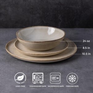 AmorArc Ceramic Dinnerware Sets,Handmade Reactive Glaze Plates and Bowls Set,Highly Chip and Crack Resistant | Dishwasher & Microwave Safe,Service for 4 (12pc)