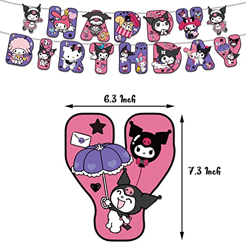 for Kuromi Birthday Party Supplies, Kuromi Party Decorations Included Birthday banner, Cake Topper, Cupcake Topper, Balloon