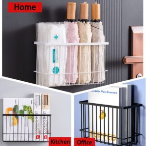 Buyyyit Magnetic Basket Organizer Shelf Rack for Refrigerator Peg Board Office File Foil Plastic Food Wrap Spice Pegboard Holder with Hooks (Black)