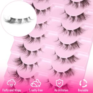 Bottom Lashes Natural False Eyelashes Wispy Lower Mink Lashes Natural Look Clear Band Under Fake Eyelashes Extension DIY Cosplay Eye Lashes Pack 6mm Soft Light Reusable Lash Strip 7 Pairs