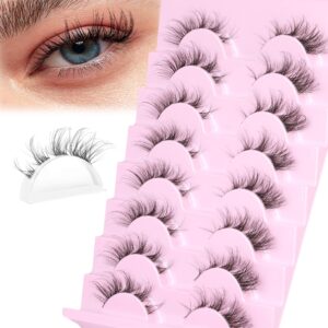 Bottom Lashes Natural False Eyelashes Wispy Lower Mink Lashes Natural Look Clear Band Under Fake Eyelashes Extension DIY Cosplay Eye Lashes Pack 6mm Soft Light Reusable Lash Strip 7 Pairs