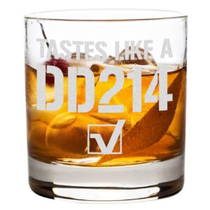 engraved taste like dd214 whiskey glass - 11oz rock glass for dd-214 alumni made in the usa