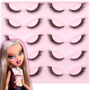 Fox Eye Lashes Angel Wing Mink Eyelashes Natural Look L Curl Eyelash Extensions Short Wispy Cosplay Fake Eyelashes Doll Cat Eye Lashes Pack by Geeneiya, 10 Pairs - doll49