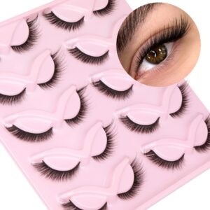 Fox Eye Lashes Angel Wing Mink Eyelashes Natural Look L Curl Eyelash Extensions Short Wispy Cosplay Fake Eyelashes Doll Cat Eye Lashes Pack by Geeneiya, 10 Pairs - doll49