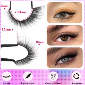 Fox Eye Lashes Angel Wing Mink Eyelashes Natural Look L Curl Eyelash Extensions Short Wispy Cosplay Fake Eyelashes Doll Cat Eye Lashes Pack by Geeneiya, 10 Pairs - doll49