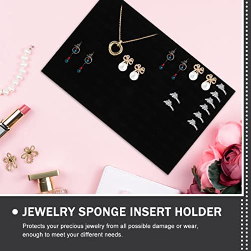 Beavorty Black Foam Jewelry Inserts 3pcs Black Velvets Ring Earring Display Tray Sponge Pad Jewelry Inserts Holder for Jewelry Display Retail Showcase Box