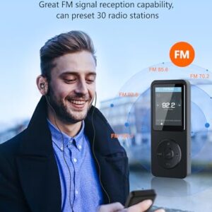 MP3 Player with Bluetooth 5.2,MUSICROSS 32GB Portable Lossless Music MP3 Player for Kids,Build-in HD Speaker/Photo/Video Play/FM Radio/Voice Recorder/E-Book,Supports up to 128GB,Black