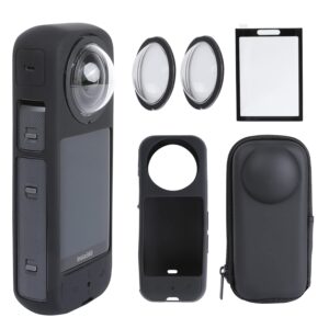 pellking camera protective accessories kit for insta360 x3, inst 360 x3 bundle include lens guard/silicone protective cover/screen protectors/camera case