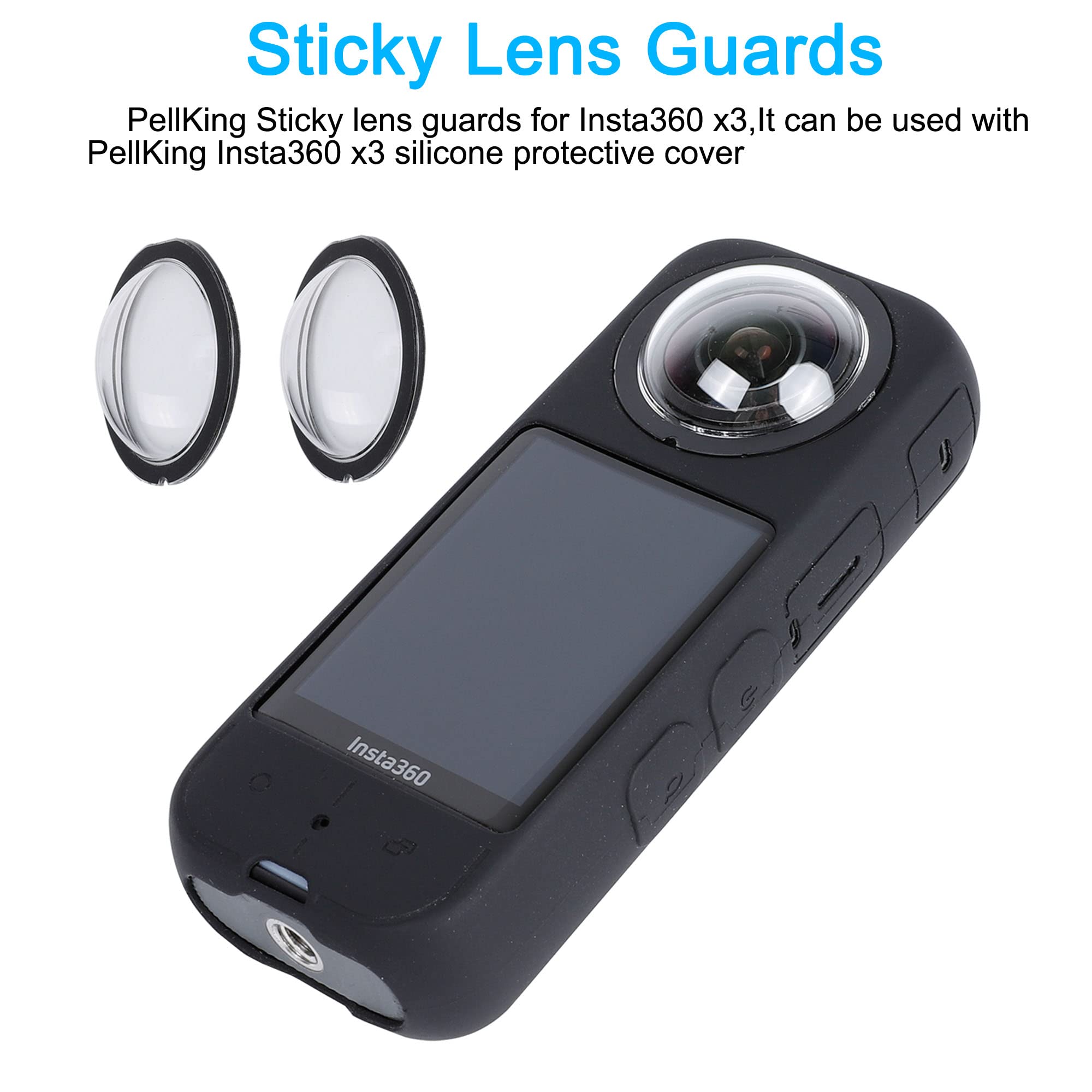 PellKing Camera Protective Accessories Kit for Insta360 X3, Inst 360 X3 Bundle Include Lens Guard/Silicone Protective Cover/Screen Protectors/Camera Case