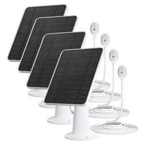 solar panel charger compatible with arlo pro 5s/pro 4/pro 3/pro 3 floodlight/ultra/ultra 2 camera, 6v 4.5w solar panels charging ip65 weatherproof w/ 9.8ft charging cable adjustable wall mount, 4 pack