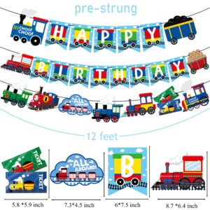 Train Birthday Party Banner Decorations Retro Train Birthday Party Supplies Steam Train Birthday Party Banner Decorations for Train Theme Birthday Party Baby Showers Party Supplies