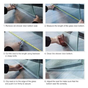 4 Pack Frameless Shower Door Bottom Seal, 1/4 x 39" Clear PVC Shower Seal Strip for 1/4 Inch Glass Shower Door Stop Shower Leaks