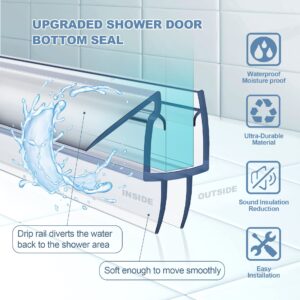 4 Pack Frameless Shower Door Bottom Seal, 1/4 x 39" Clear PVC Shower Seal Strip for 1/4 Inch Glass Shower Door Stop Shower Leaks