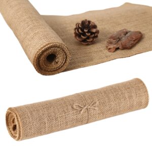 kennuocat burlap table runners - natural and eco-friendly versatile premium jute fabric rolls -12x108inches(1 roll) decor for weddings,partie,events and home-rustic style tablecloth-diy crafts