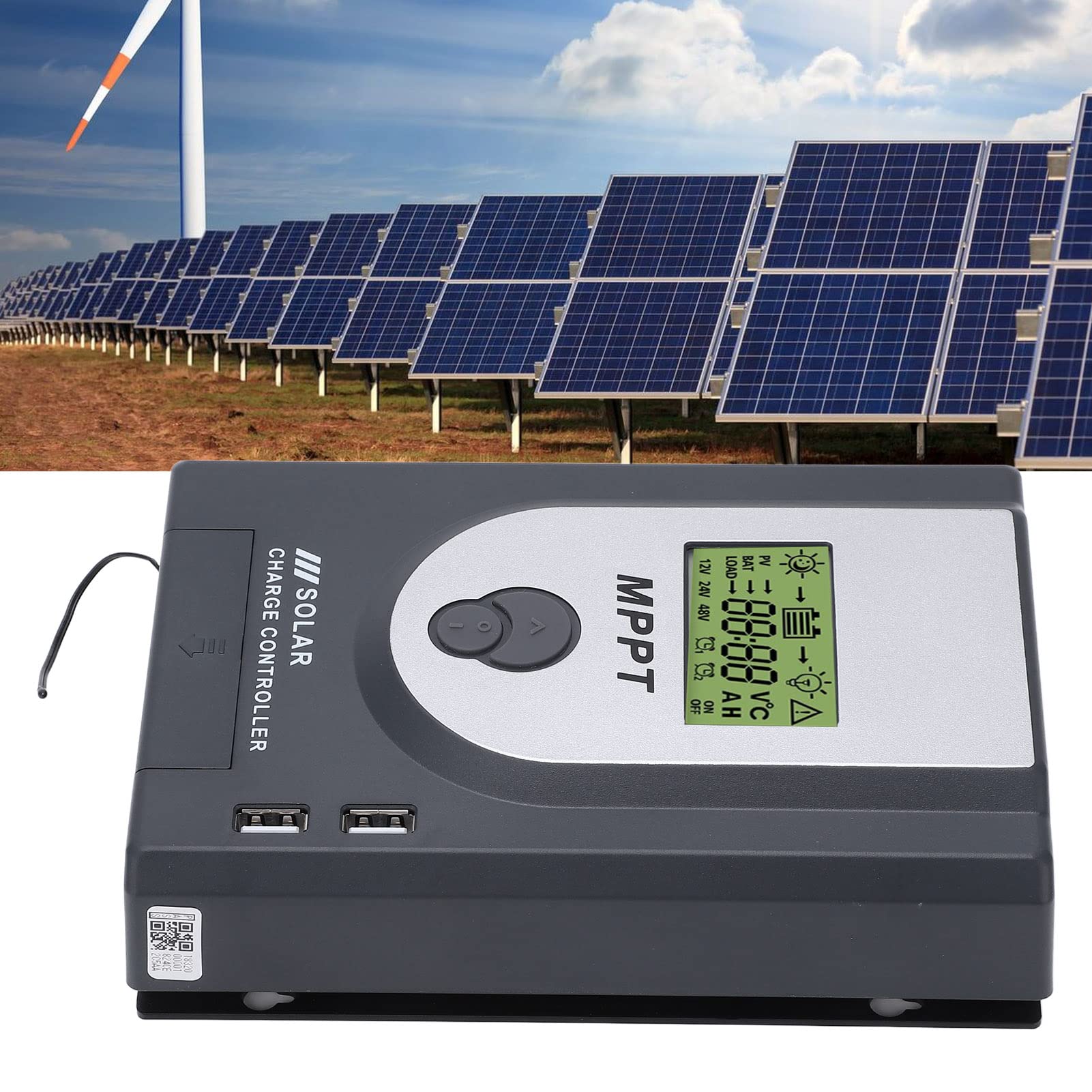 20A Solar Charge Controller, Solar Panel Regulator Temperature Compensation for Gel Lithium Batteries