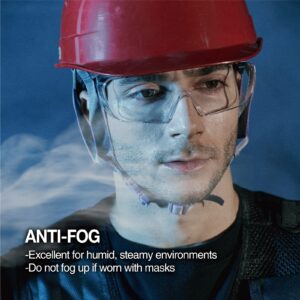 DEX FIT Safety Work Over Glasses SG210 OTG; Z87 Eye Protection for Men & Women, Fog & Scratch Resistant, Adjustable, UV Block (Black & Grey Frame, Clear Lens)