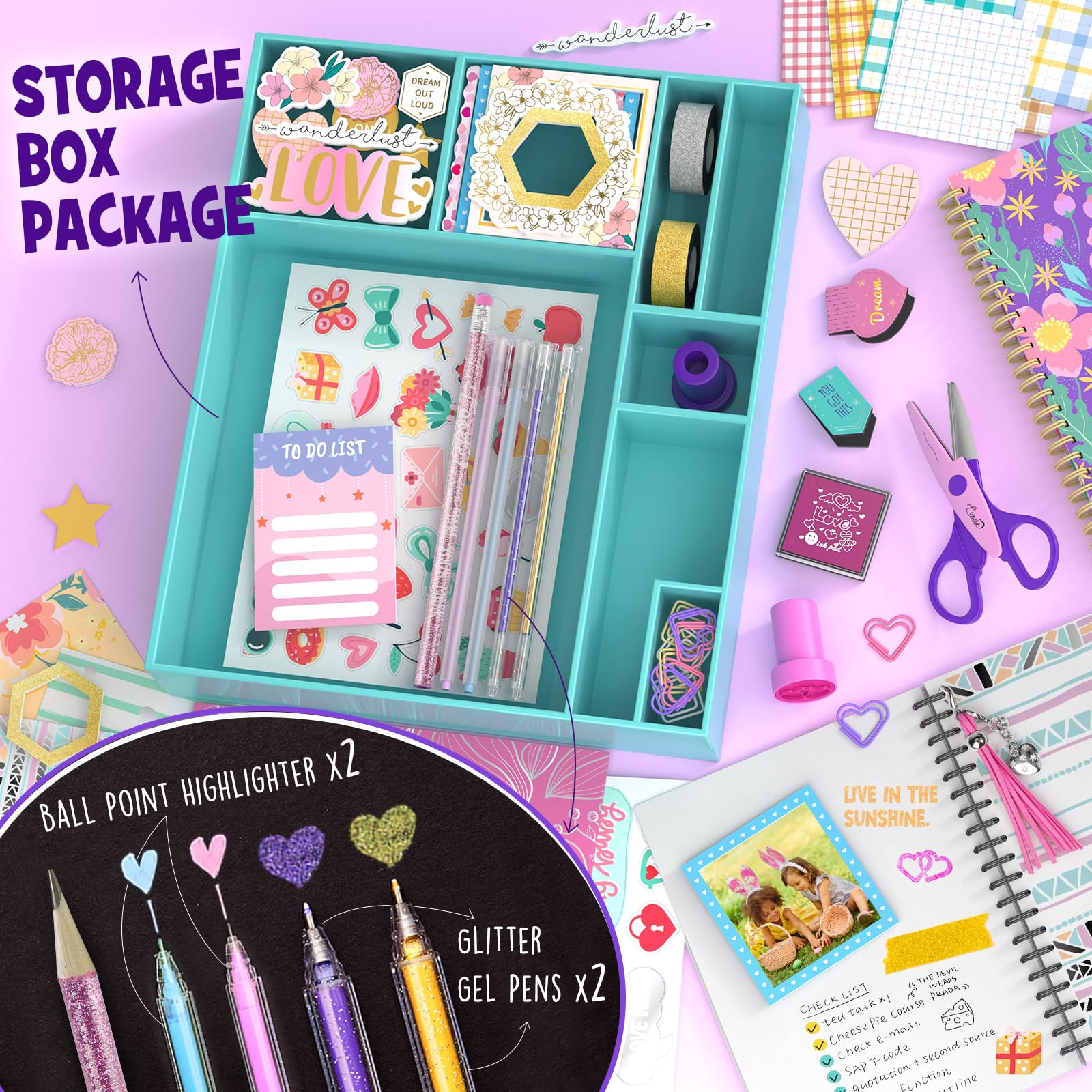 LAOESE 2-Pack DIY Journal Kit - 150+Pcs Gifts for Girls Ages 8 9 10 11 12 Year Old - Birthday Gifts for Girls - Art and Crafts for Kid - Scrapbook Set