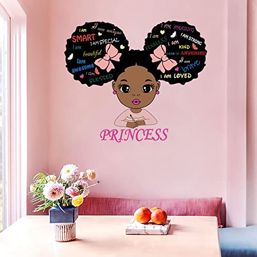 Black Girl Magic Inspirational Wall Decals Quote I'm Kind Princess Wall Sticker Pink Motivational Saying Positive Words Wall Stickers for Nursery Playroom Bedroom Living Room Wall Decor